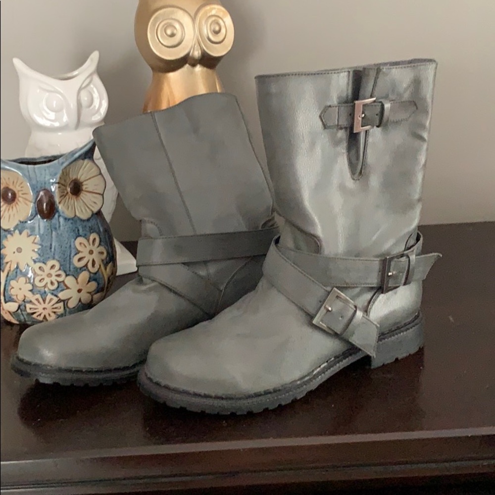 Gray Moto Inspired Boots